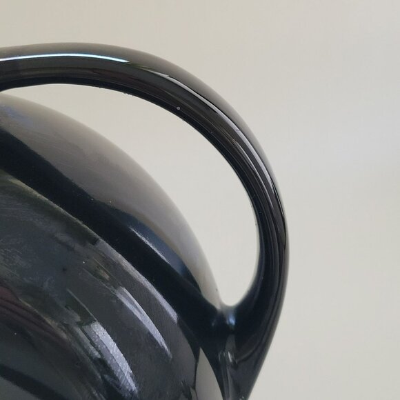Vintage Black Art Deco Ceramic Water Pitcher, Embossed Circle Design, Retro MCM - Picture 8 of 10